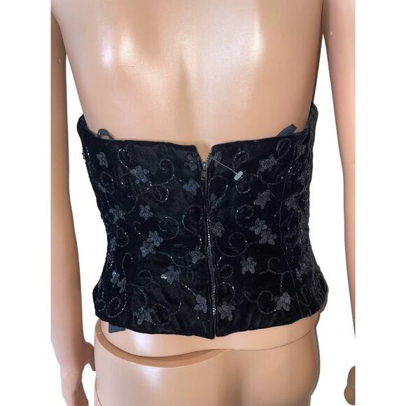 LILLIE RUBIN BUSTIER CORSET STRAPLESS black NEW black floral sequined SZ 8 - Picture 3 of 8